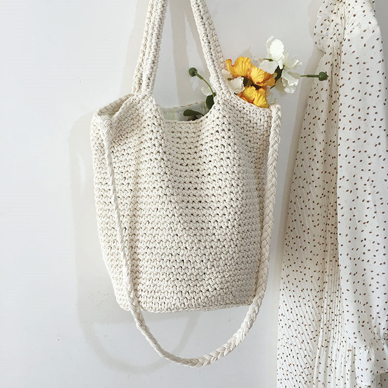 Wool Bucket Bag Cotton Woven Bag Shoulder Bag greenroot living
