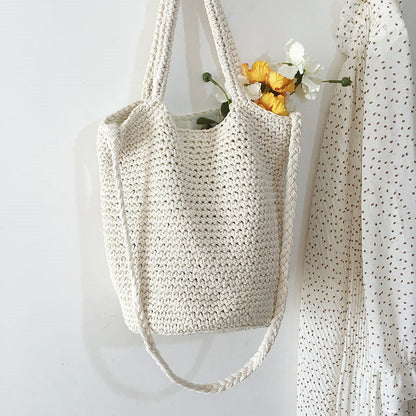 Wool Bucket Bag Cotton Woven Bag Shoulder Bag greenroot living
