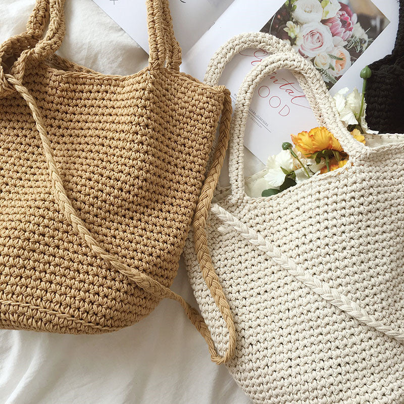 Wool Bucket Bag Cotton Woven Bag Shoulder Bag greenroot living