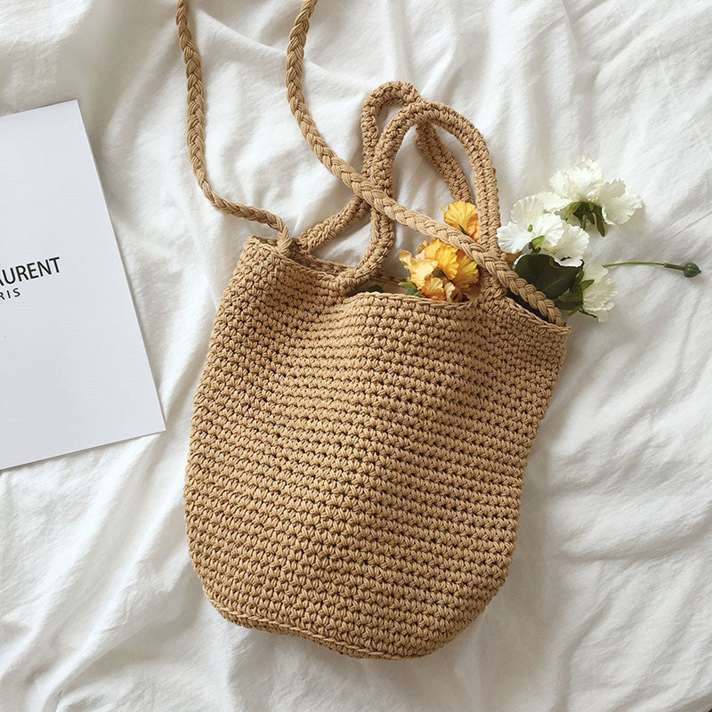Wool Bucket Bag Cotton Woven Bag Shoulder Bag greenroot living