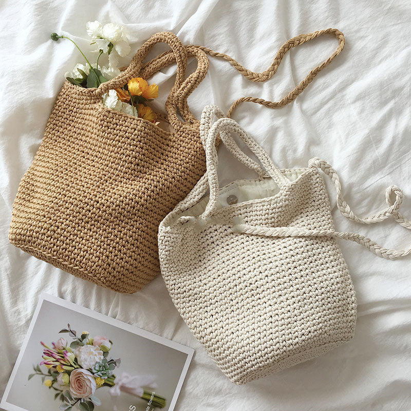 Wool Bucket Bag Cotton Woven Bag Shoulder Bag greenroot living