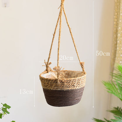 Straw Hanging Baskets, Flower Baskets, Woven Flower Pots, Rattan Baskets, Chlorophytum Potted Plants, Flower Baskets, Flower Pots, Bamboo Baskets, Flower Baskets greenroot living