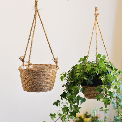 Straw Hanging Baskets, Flower Baskets, Woven Flower Pots, Rattan Baskets, Chlorophytum Potted Plants, Flower Baskets, Flower Pots, Bamboo Baskets, Flower Baskets greenroot living