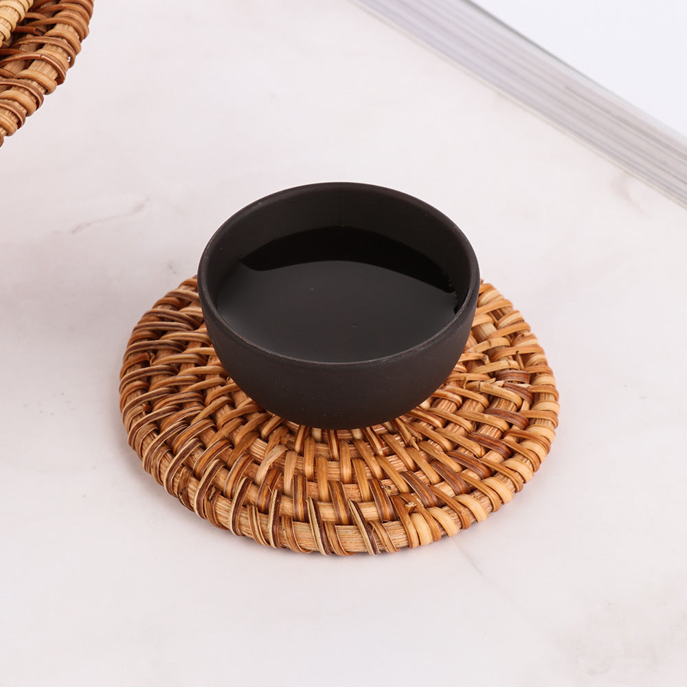 Woven Vietnamese Rattan Coaster, Bamboo Tea Mat, Table Mat, Potholder, Teacup Pot Mat, Placemat, Tea Ceremony Tea Set greenroot living