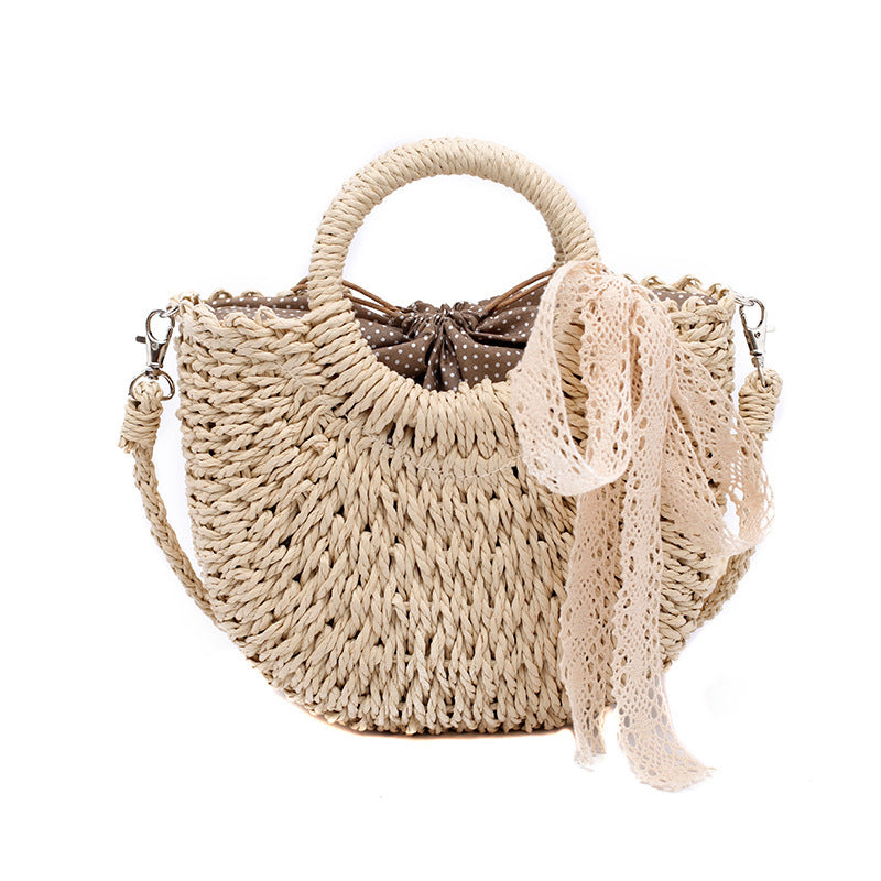 half moon straw bag