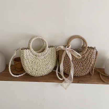 half moon straw bag