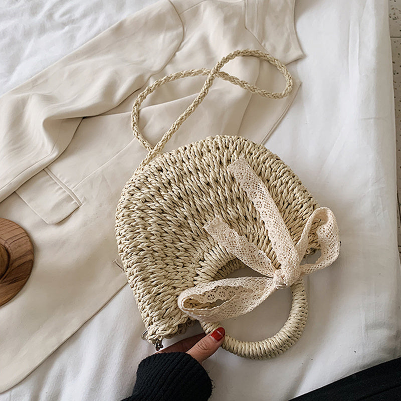 half moon straw bag