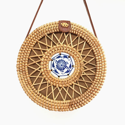 Fast Selling And Hot Selling Rattan Woven Forest Basket Basket Retro Literature And Art Hand Woven Bag Ceramic Hollow Bag greenroot living