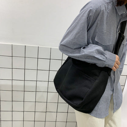 Canvas Shopping Bags Hasp Student Ulzzang BF Solid Book Bag All-Match Large Capacity Crossbody Harajuku Tote-Bags Ins Fashion greenroot living