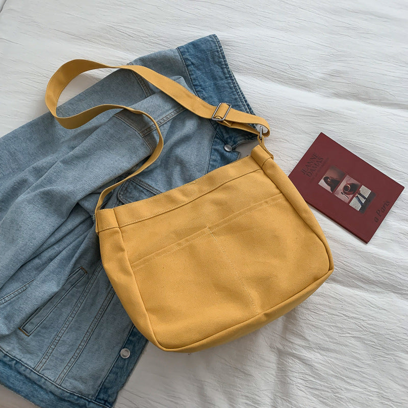 Canvas Shopping Bags Hasp Student Ulzzang BF Solid Book Bag All-Match Large Capacity Crossbody Harajuku Tote-Bags Ins Fashion greenroot living