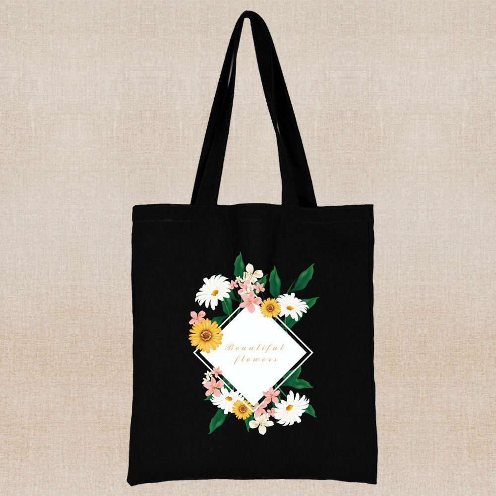 Canvas Shopping Bag Daisy Print Handheld Eco greenroot living