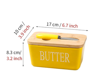 Butter Box Sealed Can Butter Bamboo Cover Cheese With Knife greenroot living