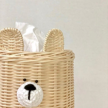Children's Room Rattan Bear Head Tissue Box greenroot living