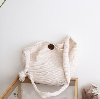 Wool straw single shoulder bag female autumn and winter new Korean version of chic retro super fire wild handmade beach bag shopping bag greenroot living