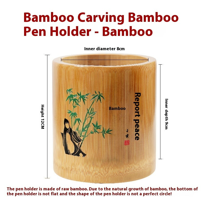 Bamboo Round Pen Container Office Desktop Creativity Ornaments greenroot living
