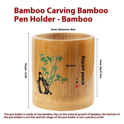 Bamboo Round Pen Container Office Desktop Creativity Ornaments greenroot living