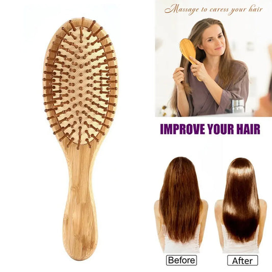 Bamboo Cushion Massage Comb | Carbonized Bamboo Comb greenroot living