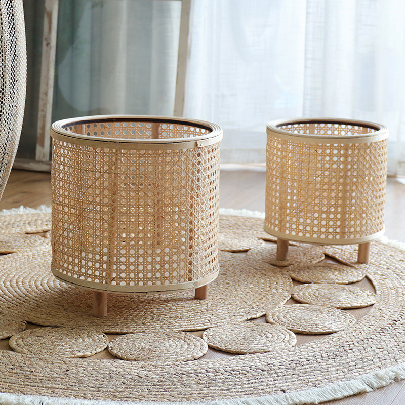 Handmade Woven Flower Pot Bamboo Green Plant Flower Stand Floor Ornaments Decoration greenroot living