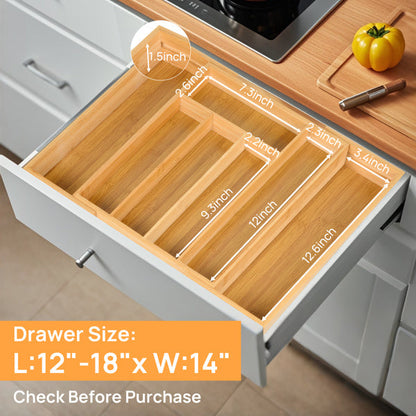 Expandable Bamboo Kitchen Drawer Storage Box greenroot living