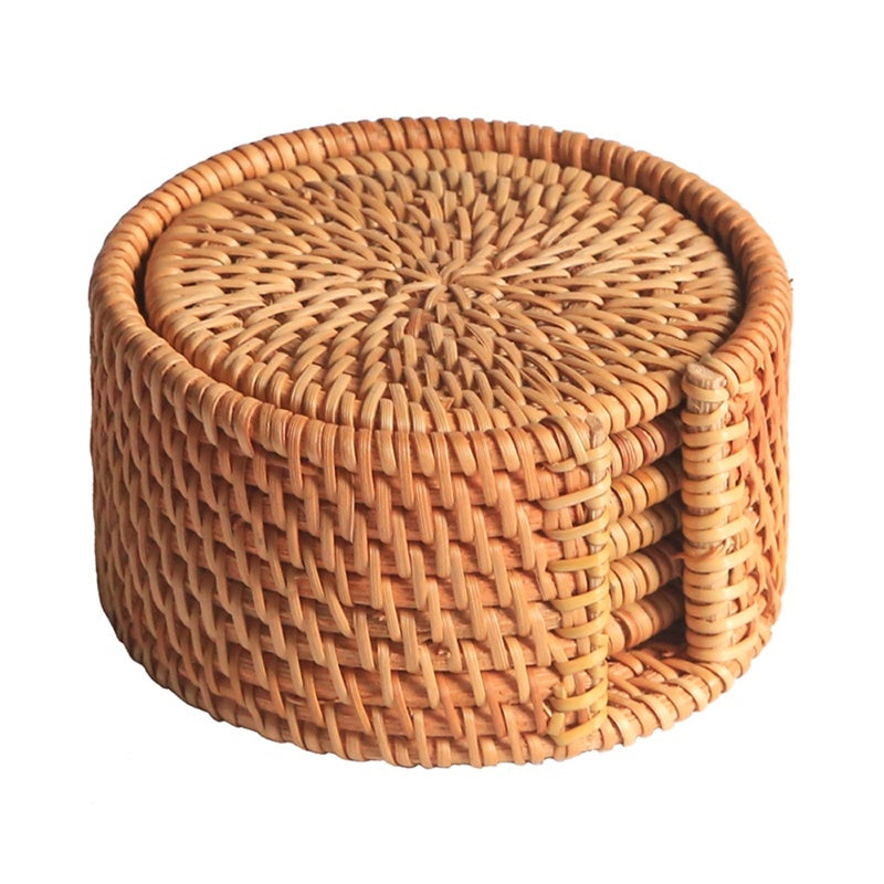 Autumn Rattan Woven Square Coaster Set, Potholder Pot Mat, Purple Sand Pot Holder greenroot living