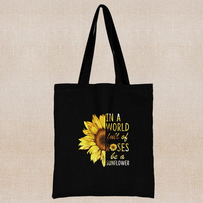 Canvas Shopping Bag Daisy Print Handheld Eco greenroot living