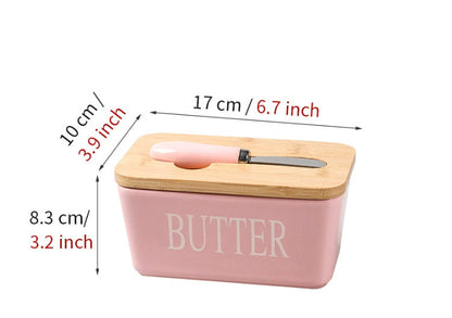 Butter Box Sealed Can Butter Bamboo Cover Cheese With Knife greenroot living