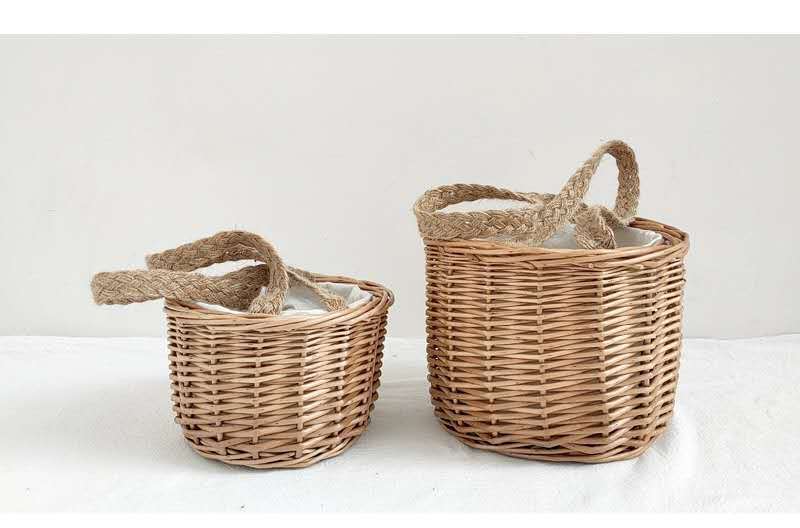 Hand Woven Rattan Small Bamboo Basket greenroot living
