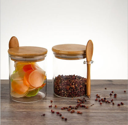 bamboo storage jars with lids