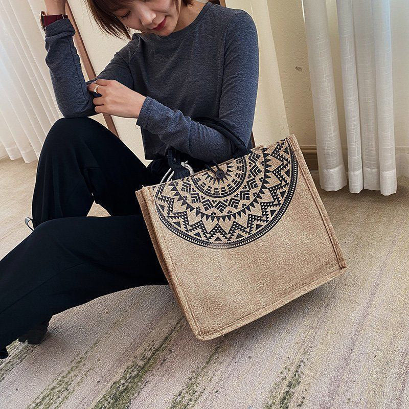 Mori Tie Linen Tote Bag Jute Shopping Bag greenroot living