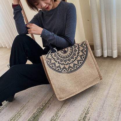 Mori Tie Linen Tote Bag Jute Shopping Bag greenroot living
