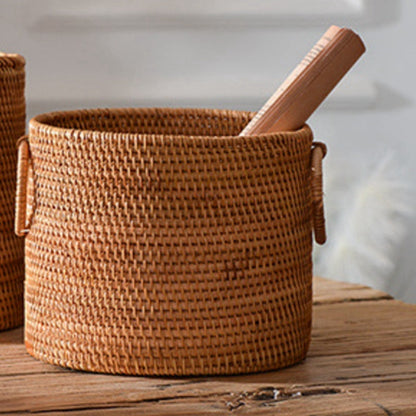 Vietnam Hand-woven Rattan Coffee Table Desk Remote Control Debris Storage Basket Round Storage Bucket greenroot living