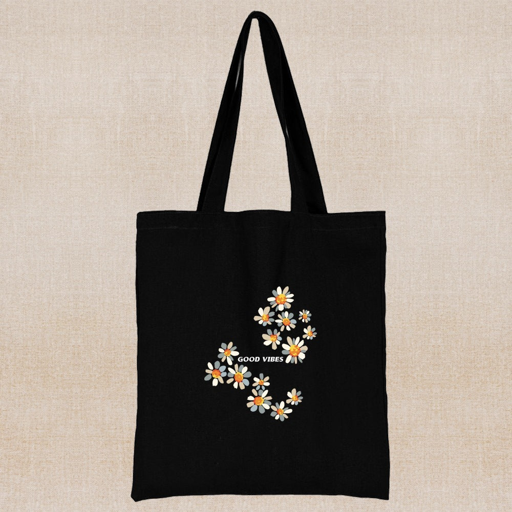 Canvas Shopping Bag Daisy Print Handheld Eco greenroot living