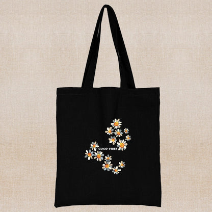 Canvas Shopping Bag Daisy Print Handheld Eco greenroot living