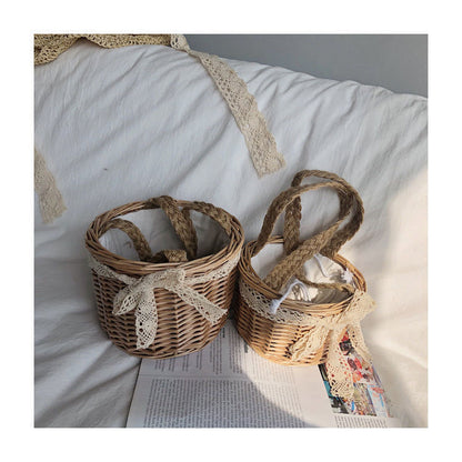 Hand Woven Rattan Small Bamboo Basket greenroot living