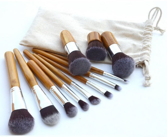 Bamboo Handle Makeup Brush Bamboo Pole Makeup Brushes Suit Bamboo Pole With Sack Top Quality greenroot living