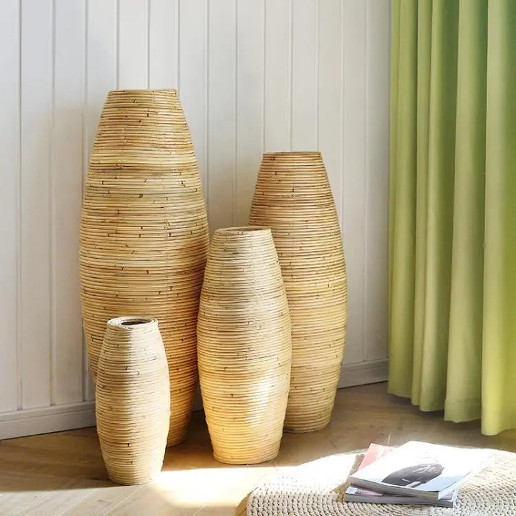 Natural Color Indonesian Rattan Vase – Handwoven Eco-Friendly Home Décor greenroot living