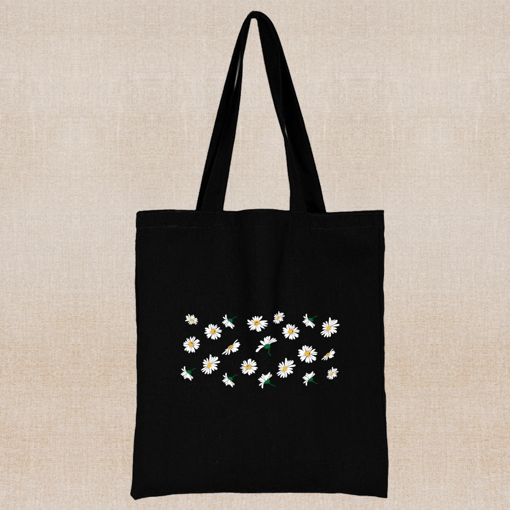 Canvas Shopping Bag Daisy Print Handheld Eco greenroot living