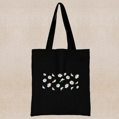 Canvas Shopping Bag Daisy Print Handheld Eco greenroot living