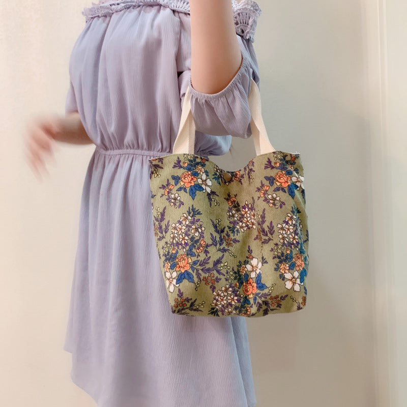 Corduroy Tote Lunch Handle Mummy Bag greenroot living