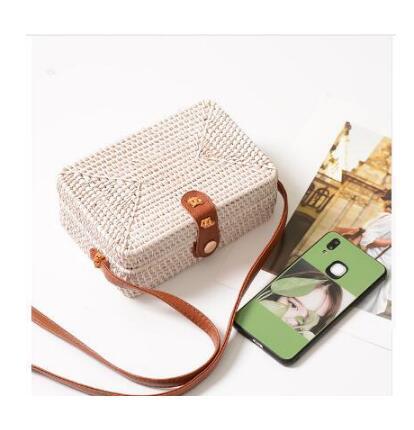 Rattan bag ins diagonal mini bag Sen basket basket tweezers retro literary hand-woven leather buckle bag greenroot living