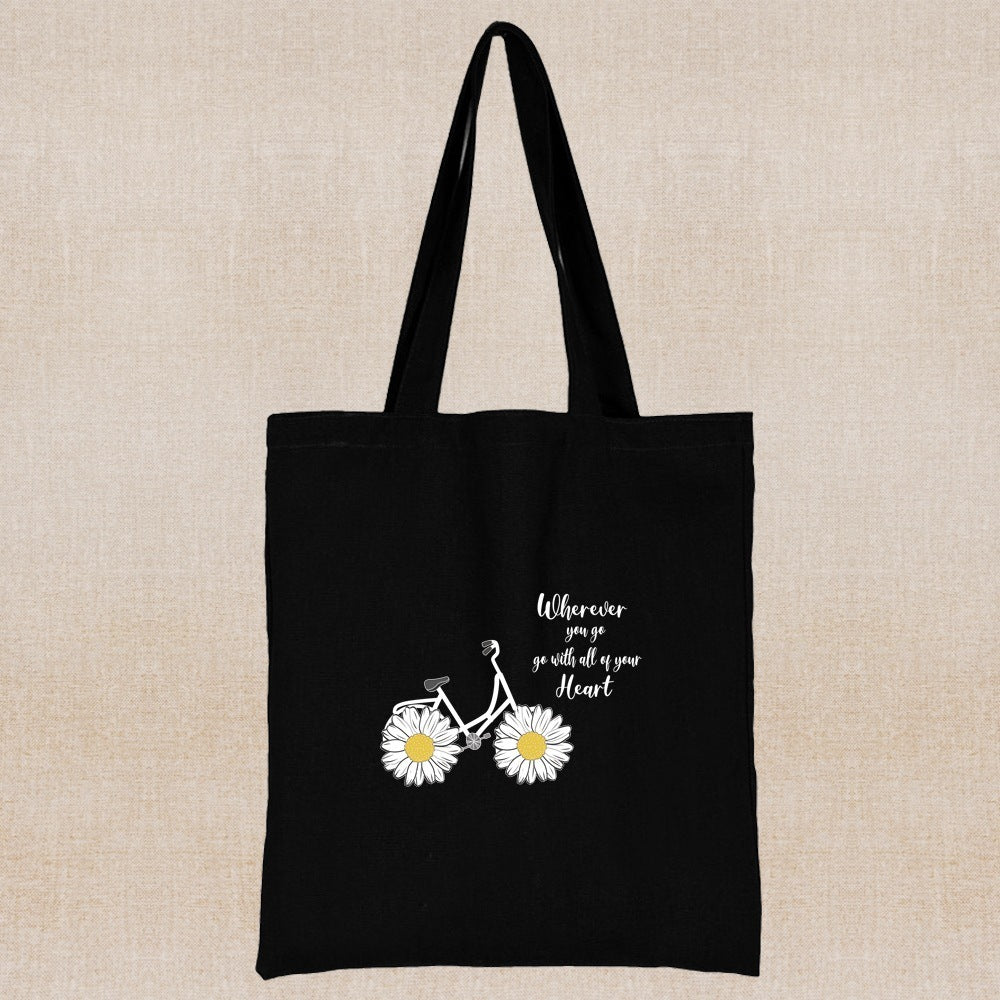 Canvas Shopping Bag Daisy Print Handheld Eco greenroot living