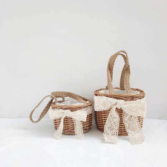 Hand Woven Rattan Small Bamboo Basket greenroot living