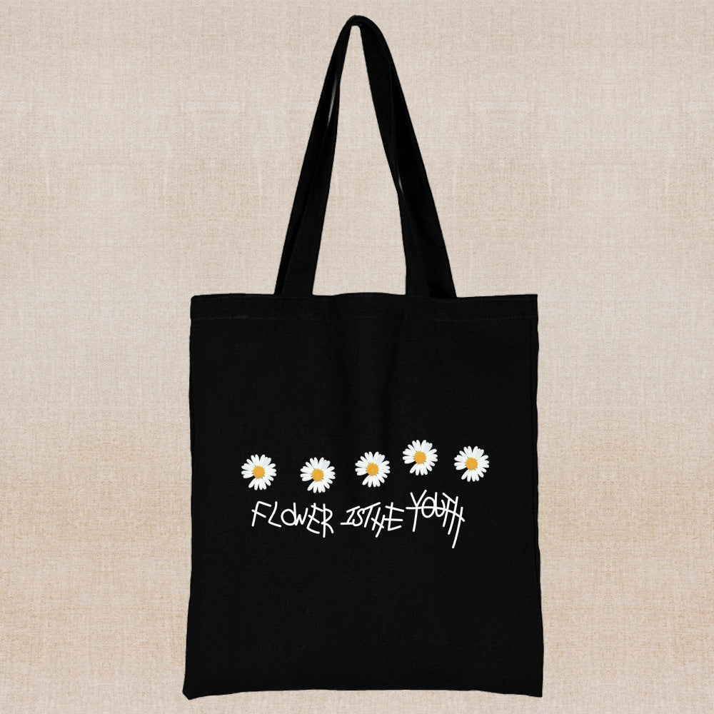 Canvas Shopping Bag Daisy Print Handheld Eco greenroot living