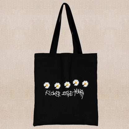 Canvas Shopping Bag Daisy Print Handheld Eco greenroot living