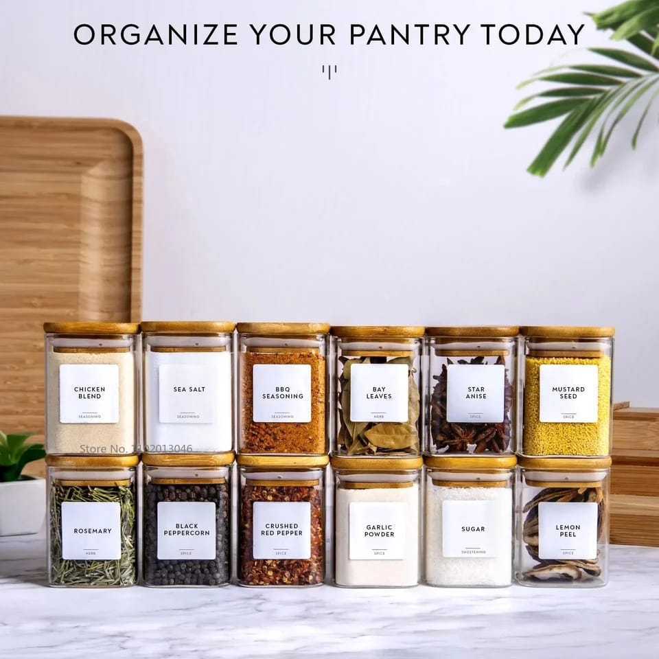 bamboo storage jars with lids, 12-piece Set With Bamboo Cover greenroot living