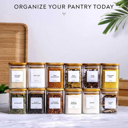 bamboo storage jars with lids, 12-piece Set With Bamboo Cover greenroot living
