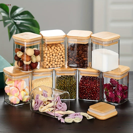bamboo storage jars with lids, 12-piece Set With Bamboo Cover greenroot living