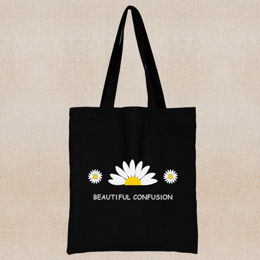 Canvas Shopping Bag Daisy Print Handheld Eco greenroot living
