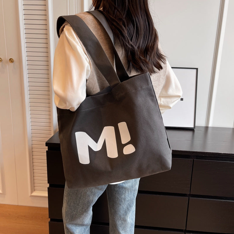 Letter Printed Shouder Bags Canvas Totes Bags For Women Shopper Girls Handbags Eco Environmental Large Capacity Shopping Bags greenroot living