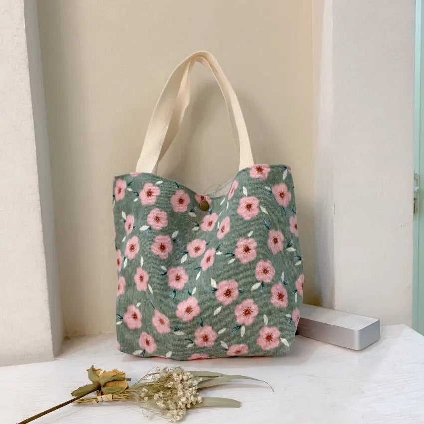 Corduroy Tote Lunch Handle Mummy Bag greenroot living